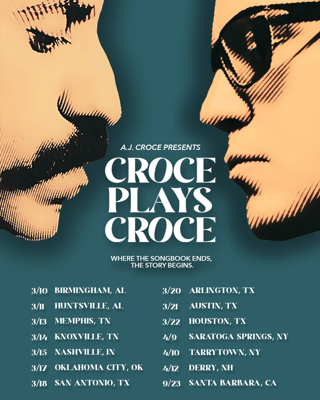A.J. Croce concert tour poster 2026